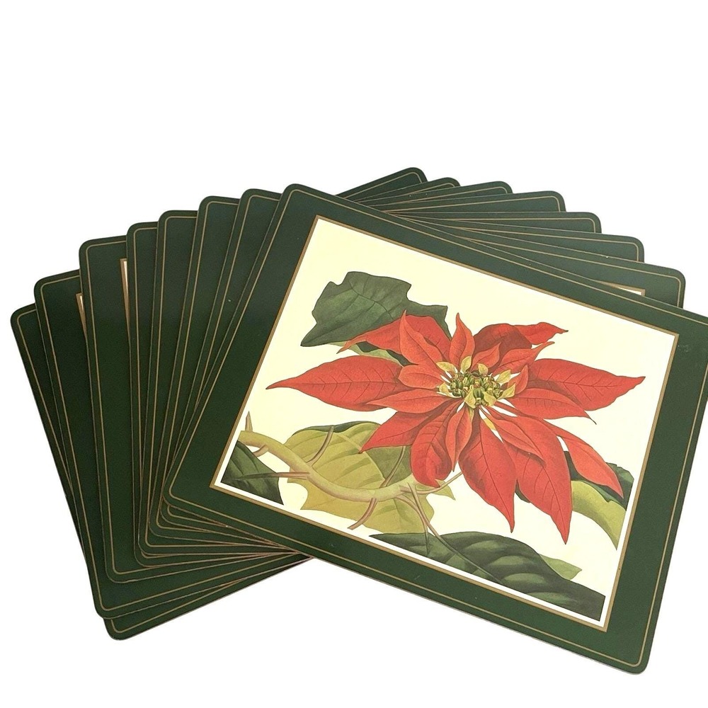8 Pimpernel POINSETTIA FLOWERS  HARD CORK BACKED PLACEMATS CHRISTMAS HOLIDAY